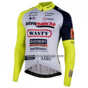 Maglia 2022 Intermarche Wanty Gobert Manica Lunga Giallo Blu Bianco